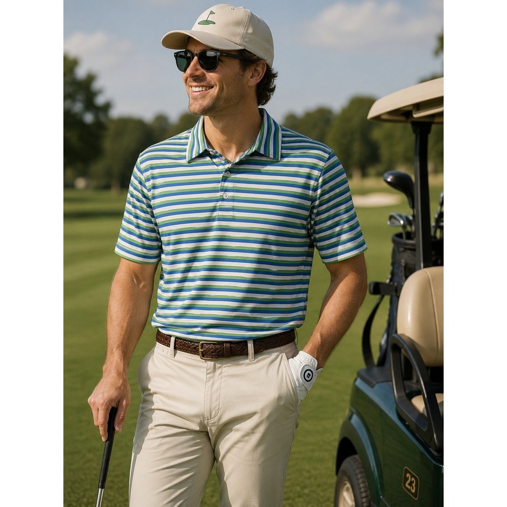 Cremieux Mens Club 38 Performance Polo Shirt L Nautical Preppy Golf Ivy League